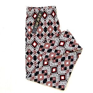 New Mix Printed Red, Black & White Pants Plus Size